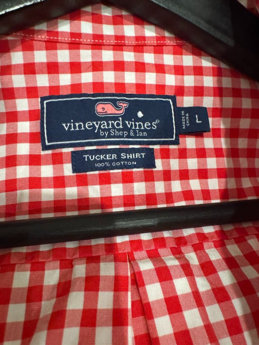 Vineyard Vines Tucker Shirt Men’s L Red White Gingham Button Down